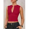 image:imageFloerns Womens Sleeveless Tank Top Notched V Neck Slim Fit Dressy Casual CamisoleRed