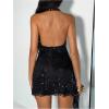 image:imageFloerns Womens Sparkly Sequin Halter Mini Dress Backless Glitter Party Night Out DressesBlack