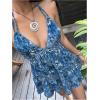 image:imageFloerns Womens Summer Vocation Floral V Neck Halter Dresses Open Back Ruffle Beach Boho Mini DressBlue