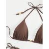 image:imageFloerns Womens Triangle Bikini Sets Beaded Halter String Swimsuit Tie Side Bathing SuitCoffee Brown