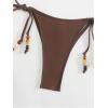 image:imageFloerns Womens Triangle Bikini Sets Beaded Halter String Swimsuit Tie Side Bathing SuitCoffee Brown