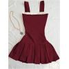 image:imageFloerns Womens Y2k Cute Lace Trim Mini Dress Bow Pleated Hem Coquette Going Out DressesRed