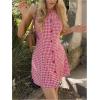 image:imageFloerns Womens Y2k Plaid Gingham Checkered Mini Dress Sleeveless Crewneck Button Going Out Tank DressesRed