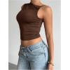 image:imageFloerns Womens Y2k Sleeveless Crop Tank Top Asymmetrical Neck Ruched Going Out TopsBrown