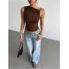 image:imageFloerns Womens Y2k Sleeveless Crop Tank Top Asymmetrical Neck Ruched Going Out TopsBrown