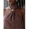 image:imageFloerns Womens Y2k Sleeveless Polka Dots Halter Tops Open Back Going Out Tank TopsCoffee Brown