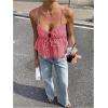 image:imageFloerns Womens Y2k Striped Camisole Tops Sleeveless Ruffle Going Out Peplum TopsRed