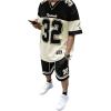 image:imageFloerns Mens 2 Piece Outfit Y2k Number Jersey V Neck Drop Shoulder Shirts amp Streetwear Shorts SetBlack Beige Multi