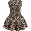 image:imageFloerns Womens Cheetah Strapless Tube Dress Layered Ruffle Smocked Going Out Mini DressesApricot