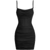 image:imageFloerns Womens Date Night Backless Cami Dress Mesh Ruched Club Bodycon Mini DressesBlack