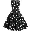 image:imageFloerns Womens Elegant Polka Dots Maxi Dress V Neck Sleeveless Ruffle Vintage Party A Line DressesBlack