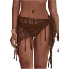 image:imageFloerns Womens Hollow Out Beach Cover Up Skirt Crochet Fringe Trim Swimsuit Wrap SarongChocolate Brown
