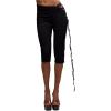 image:imageFloerns Womens Lace Up Side Low Rise Capri Pants Date Night Outfit LeggingsBlack