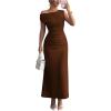 image:imageFloerns Womens Off The Shoulder Long Dress Sleeveless Party Bodycon Wedding Guest DressesCoffee