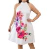 image:imageFloerns Womens Plus Size Floral Print Halter Dress Summer Tie Back Sleeveless Vacation DressesWhite