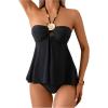 image:imageFloerns Womens Tankini Swimsuit Halter High Waisted Beach Vacation 2 Piece Bathing SuitBlack