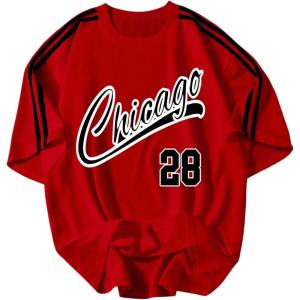 image:imageFloerns Mens Y2k Short Sleeve Number Jersey Shirts Crewneck Streetwear T ShirtsRed and Black
