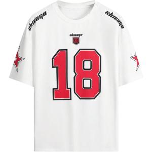 image:imageFloerns Mens Y2k Short Sleeve Number Jersey Shirts Crewneck Streetwear T ShirtsWhite