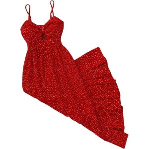 image:imageFloerns Womens Cut Out Polka Dots A Line Dress Tiered Flowy Wedding Guest DressesRed