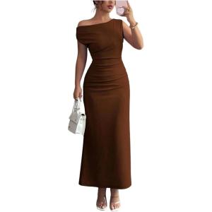 image:imageFloerns Womens Off The Shoulder Long Dress Sleeveless Party Bodycon Wedding Guest DressesCoffee