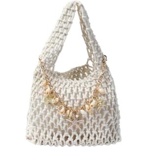 image:imageFloerns Womens Starfish Pearl Chain Crochet Bag Boho Hollow Out Top Handle Beach HandbagsWhite