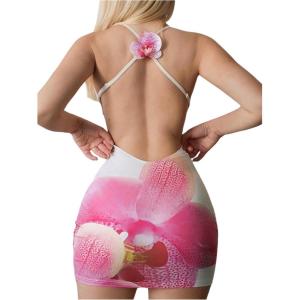 image:imageFloerns Womens Summer Flower Cami Mini Dress Backless Bodycon Beach Vacation DressesWhite