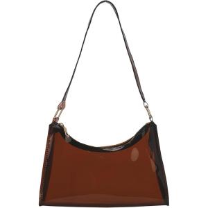image:imageFloerns Womens Zipper Clear Purse Top Handle Transparent Shoulder Handbags Casual Underarm BagsCoffee Brown