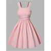 image:imageFloerns Girls Casual Sleeveless Cami Dress Ruched Shirred Ruffle Hem Short DressLight Pink