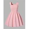 image:imageFloerns Girls Casual Sleeveless Cami Dress Ruched Shirred Ruffle Hem Short DressLight Pink