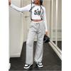 image:imageFloerns Girls Drawstring Waist Track Pants Colorblock Straight Leg Athletic SweatpantsGrey