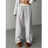 image:imageFloerns Girls Drawstring Waist Track Pants Colorblock Straight Leg Athletic SweatpantsGrey