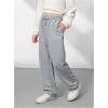 image:imageFloerns Girls Drawstring Waist Track Pants Colorblock Straight Leg Athletic SweatpantsLight Grey