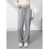 image:imageFloerns Girls Drawstring Waist Track Pants Colorblock Straight Leg Athletic SweatpantsLight Grey