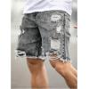 image:imageFloerns Mens Ripped Raw Hem Denim Shorts Plain Frayed Bermuda Jeans ShortsGrey