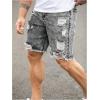 image:imageFloerns Mens Ripped Raw Hem Denim Shorts Plain Frayed Bermuda Jeans ShortsGrey