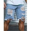 image:imageFloerns Mens Ripped Raw Hem Denim Shorts Plain Frayed Bermuda Jeans ShortsLight Blue