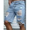 image:imageFloerns Mens Ripped Raw Hem Denim Shorts Plain Frayed Bermuda Jeans ShortsLight Blue