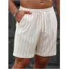 image:imageFloerns Mens Striped Beach Shorts Drawstring Waist Straight Leg Casual ShortsKhaki