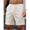 image:imageFloerns Mens Striped Beach Shorts Drawstring Waist Straight Leg Casual ShortsKhaki
