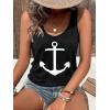 image:imageFloerns Womens Anchor Graphic Scoop Neck Tank Top Sleeveless Casual Vest ShirtsBlack