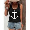 image:imageFloerns Womens Anchor Graphic Scoop Neck Tank Top Sleeveless Casual Vest ShirtsBlack
