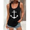 image:imageFloerns Womens Anchor Graphic Scoop Neck Tank Top Sleeveless Casual Vest ShirtsBlack