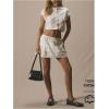 image:imageFloerns Womens Drawstring Low Rise Mini Skirt Layered Hem Cute A Line SkirtWhite