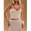 image:imageFloerns Womens Going Out Sleeveless Sweater Vest Pearl Beaded Hollow Out Pullover TopBeige