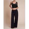 image:imageFloerns Womens Going Out Sleeveless Sweater Vest Pearl Beaded Hollow Out Pullover TopBlack