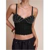 image:imageFloerns Womens Going Out Sleeveless Sweater Vest Pearl Beaded Hollow Out Pullover TopBlack