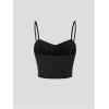 image:imageFloerns Womens Lace Cross Wrap Crop Cami Top Spaghetti Strap Going Out CamisoleBlack