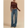 image:imageFloerns Womens Long Sleeve Y2k T Shirts Off The Shoulder Ruched Going Out Tee TopsBrown