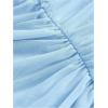 image:imageFloerns Womens Off Shoulder Ruched Mesh Crop Tops Short Sleeve Cute Tee ShirtsLight Blue