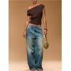 image:imageFloerns Womens Off The Shoulder Sweaters Short Sleeve Asymmetrical Rib Knit Pullover TopsCoffee Brown